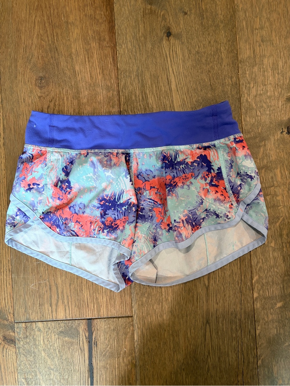 Ivivva Multicolor Floral Athletic Shorts with Purple Waistband
